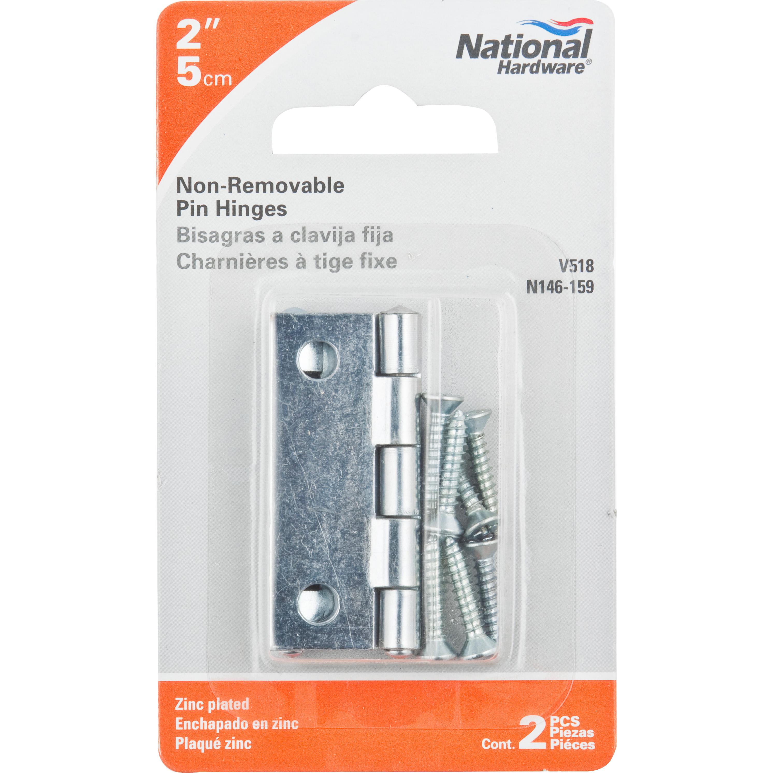 National Hardware - V518 2" Rivet Pin Narrow Hinge 2/pk - Zinc Plated