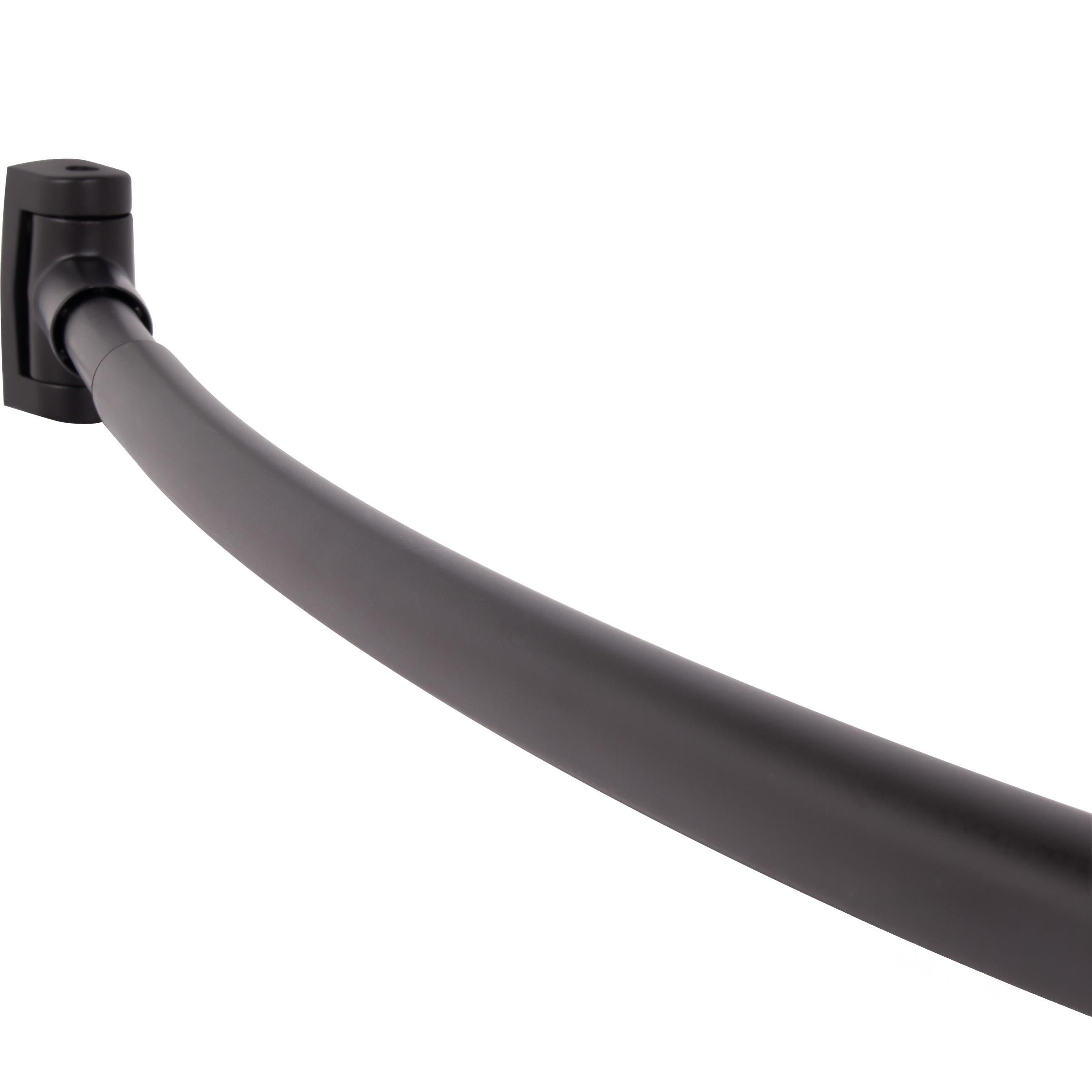Stone Harbor Hardware Standard Adjustable Curved Shower Rod, 45" to 72", Matte Black