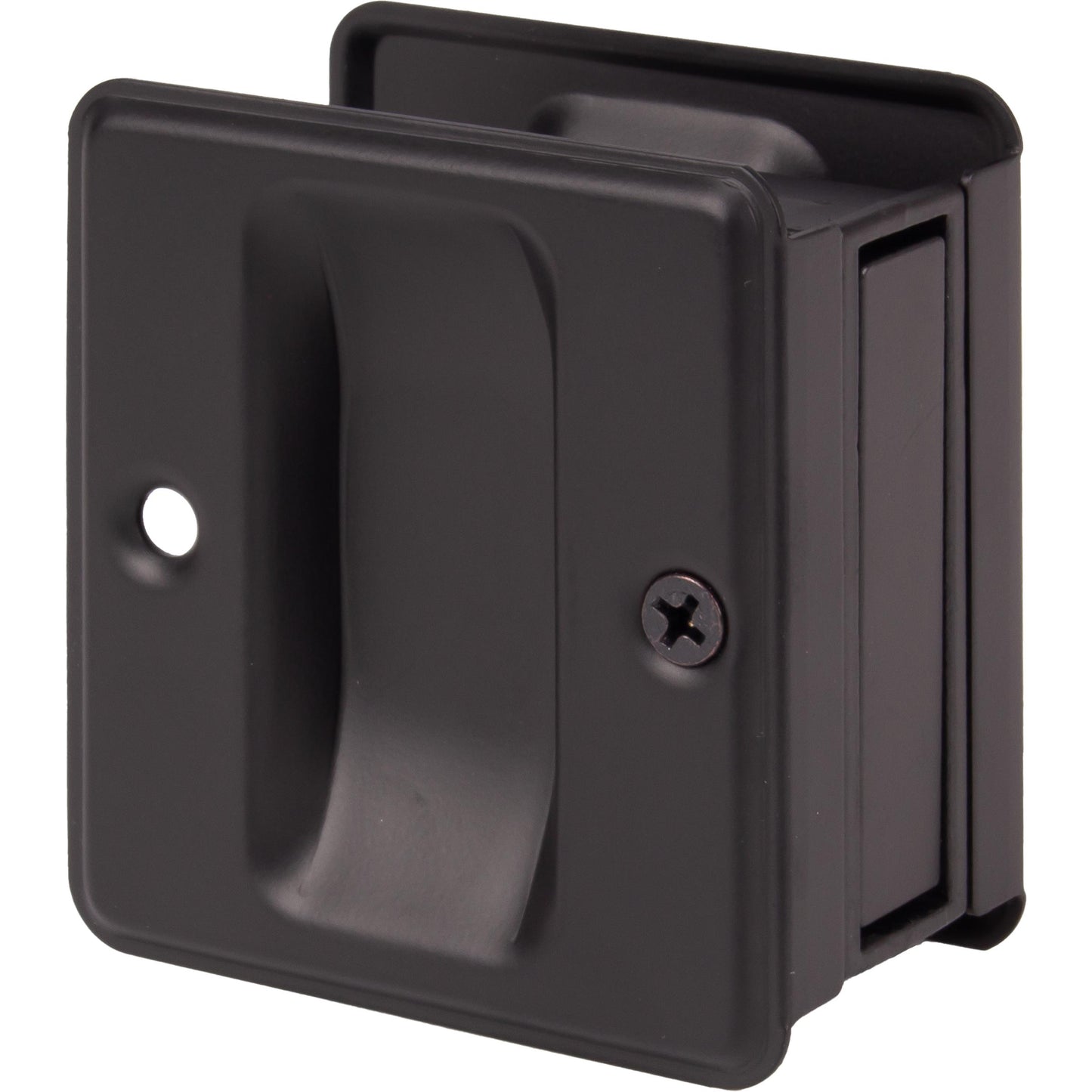 Stone Harbor Hardware Square Pocket Door Lock, Passage Function, Matte Black