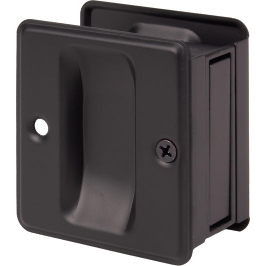 Stone Harbor Hardware Square Pocket Door Lock, Passage Function, Matte Black