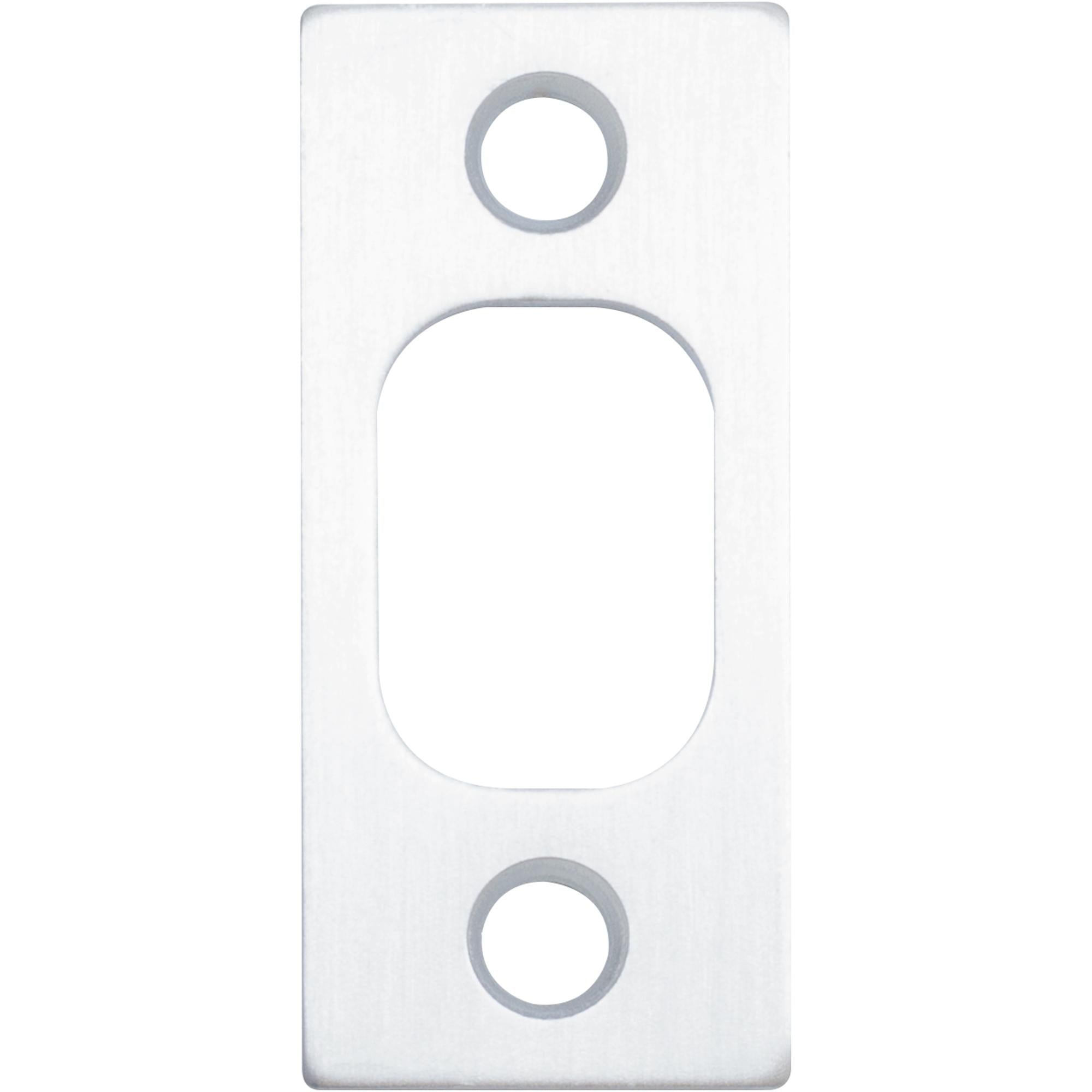 Square Corner Deadbolt Strike Plate, 1" x 2-1/4", 1-5/8" Center-to-Center