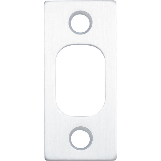 Stone Harbor Hardware Square Corner Deadbolt Strike Plate, 1" x 2-1/4", 1-5/8" Center-to-Center, Satin Chrome
