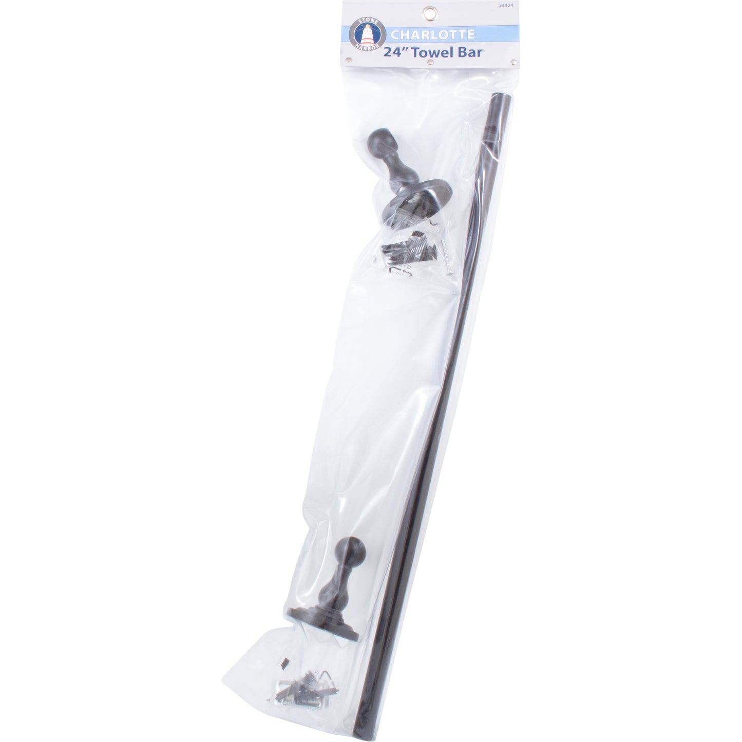 Stone Harbor Hardware Charlotte Towel Bar, 24 Inches, Matte Black