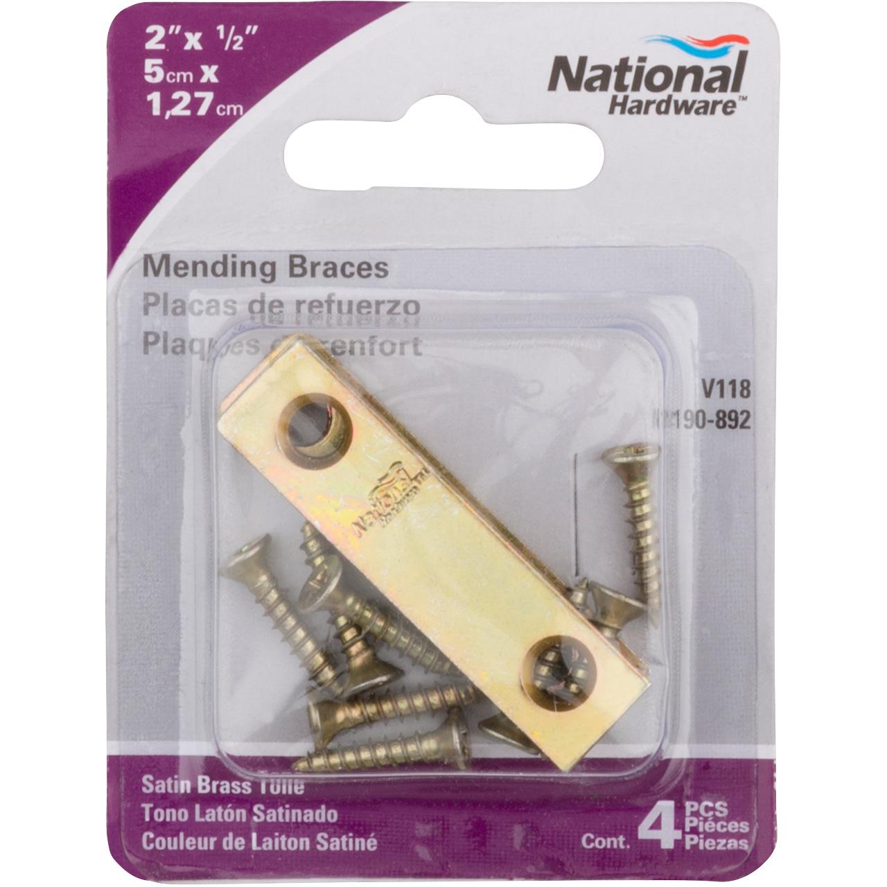 V118 2" x 1/2" Mending Brace 4/pk - Polished Brass