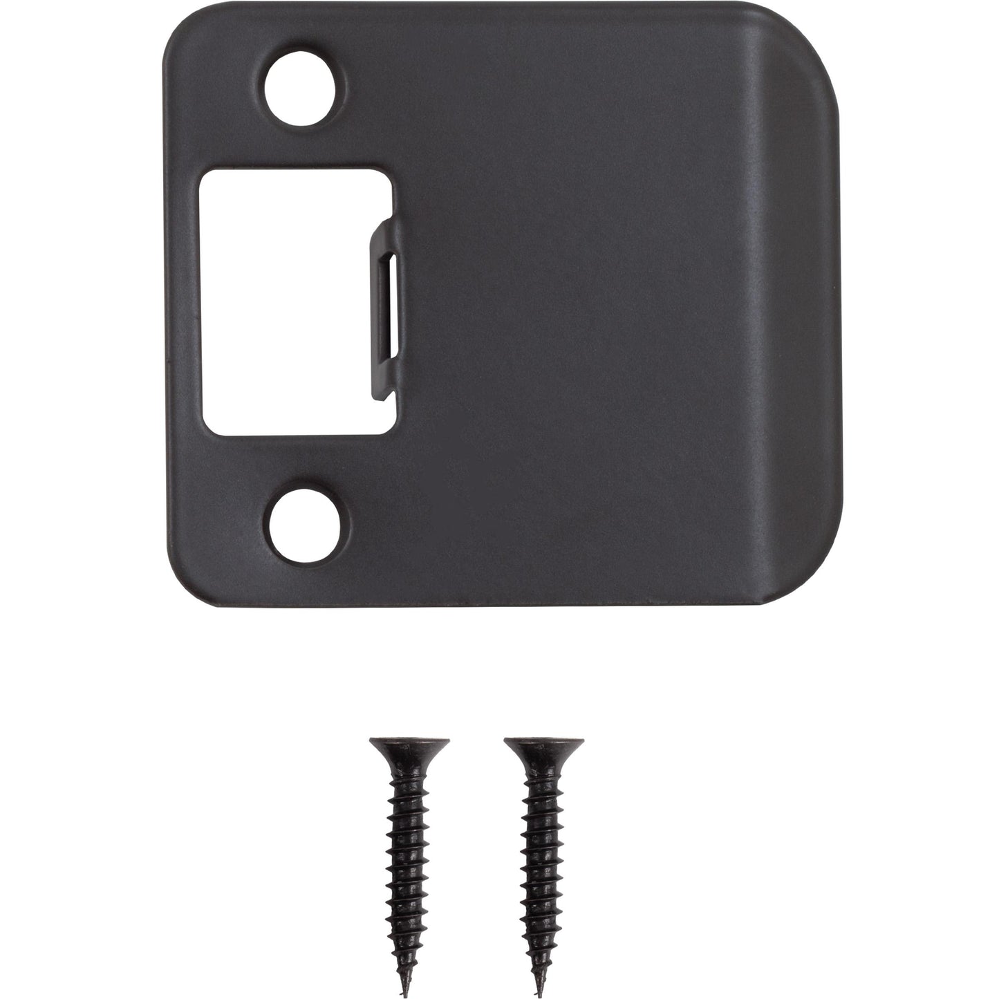 Stone Harbor Hardware Round Corner Extended Lip Strike Plate, 2-1/4" x 2", (2-1/2" Overall Length), Matte Black