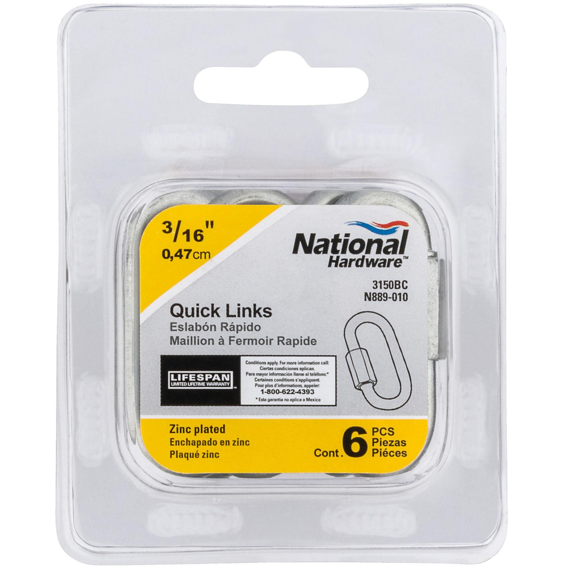 National Hardware - N889-010 V3150, 3/16" Quick Link in Zinc Plated, 6 pack
