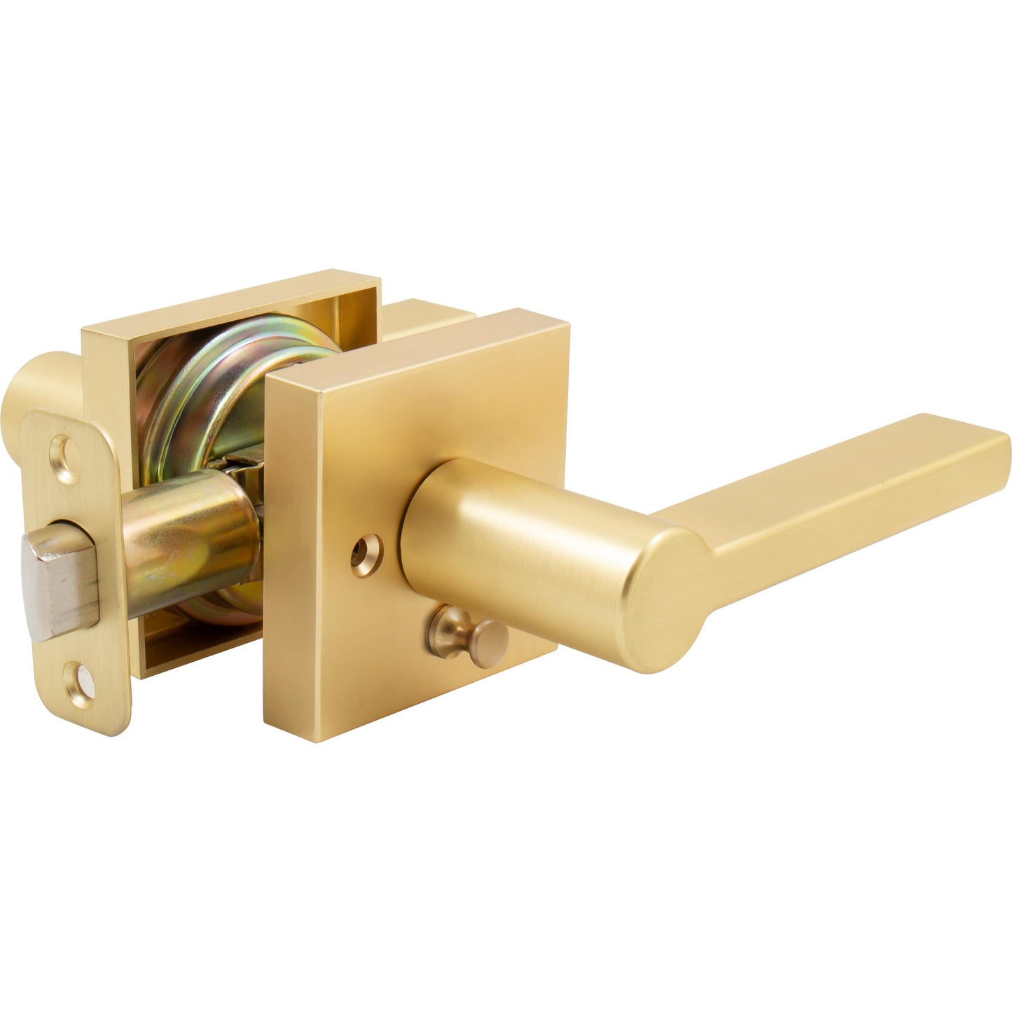 Stone Harbor Hardware Vienna Door Lever with Square Rosette, Privacy (Bed/Bath) Latch, Satin Brass