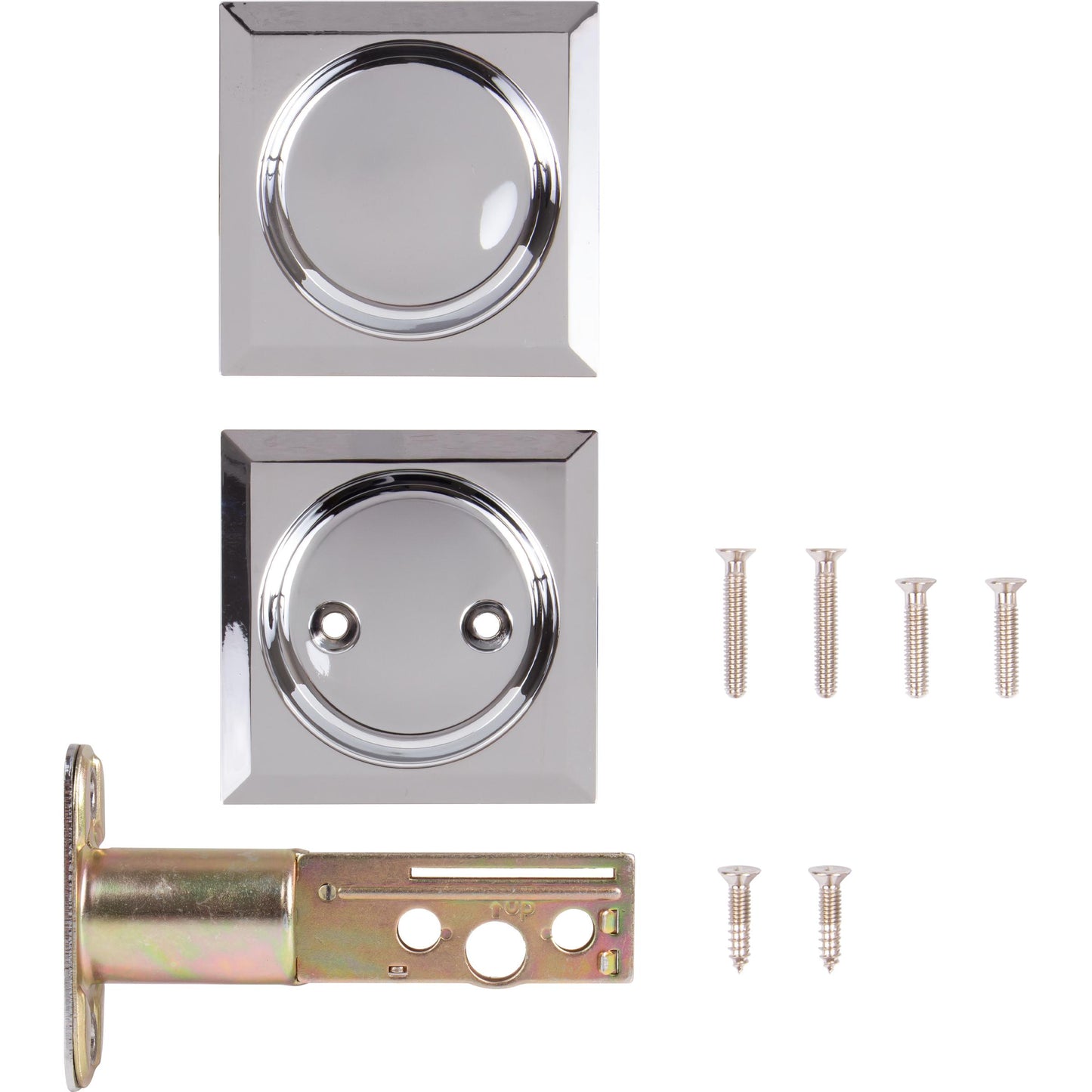 Stone Harbor Hardware Contemporary Square Pocket Door Lock, Passage Function, 2-3/4" Backset, Polished Chrome