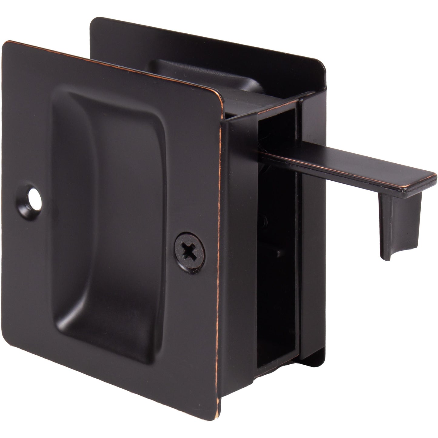 Stone Harbor Hardware Premium Square Pocket Door Lock, Passage Function, Vintage Bronze