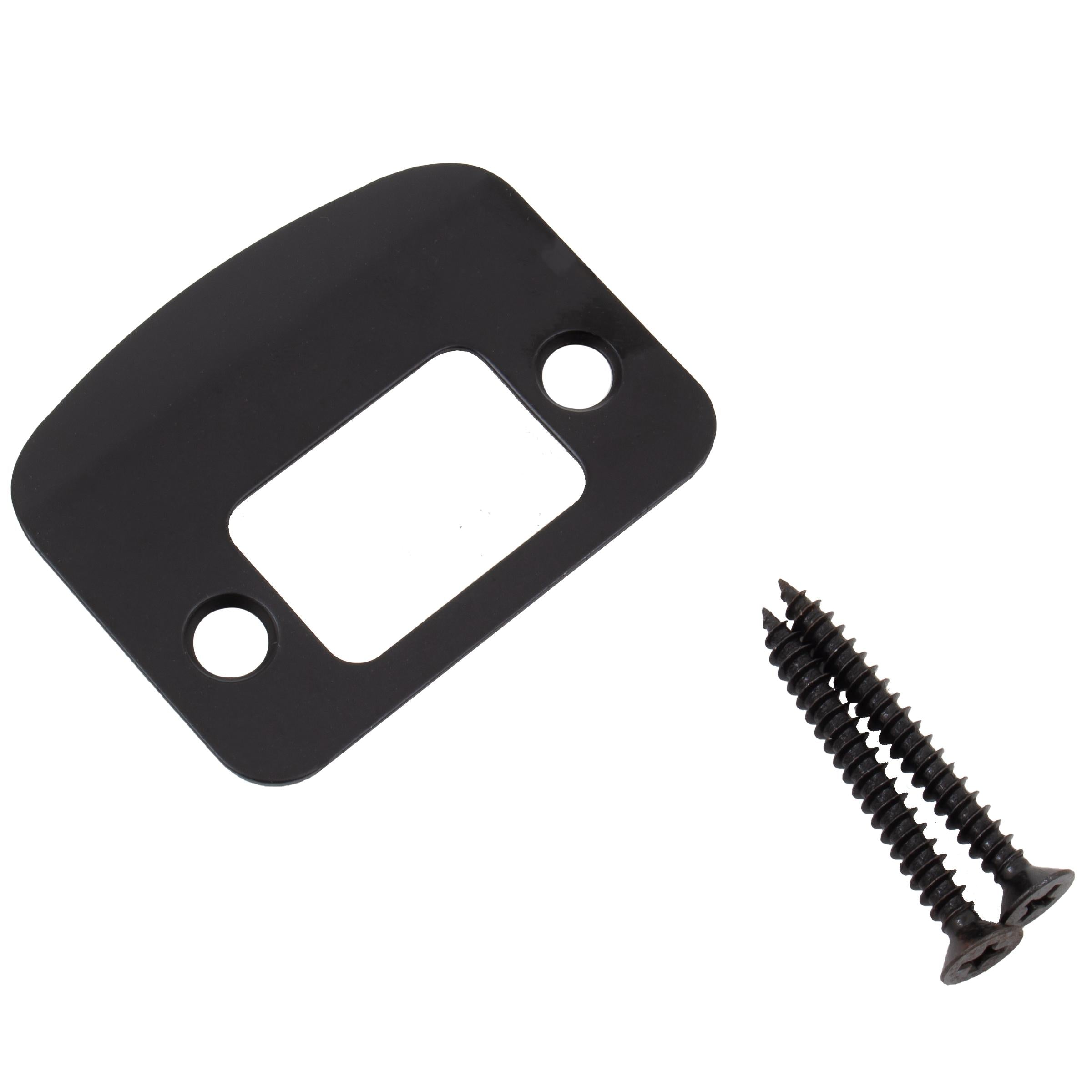 Stone Harbor Hardware Full Lip Round Corner Deadbolt Strike Plate, 2-1/4 Inches, 1-5/8" Center-to-Center, Matte Black