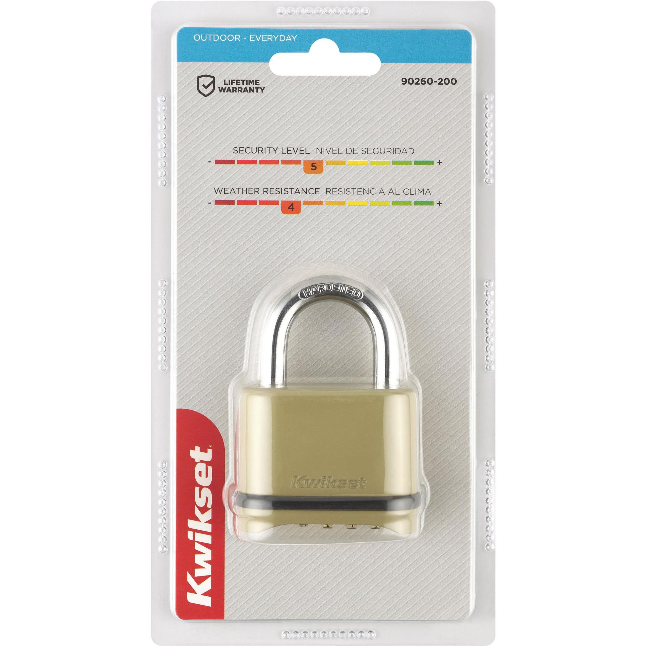 Kwikset 2" Zinc Combination Padlock with 1" Shackle, Gold