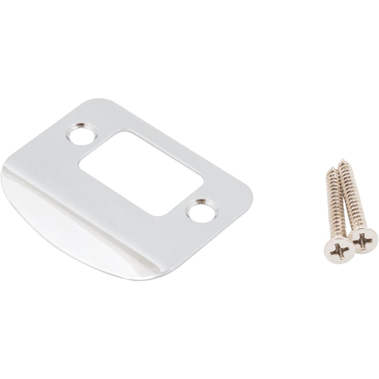 Stone Harbor Hardware Full Lip Round Corner Deadbolt Strike Plate, 2-1/4 Inches, 1-5/8" Center-to-Center, Polished Chrome