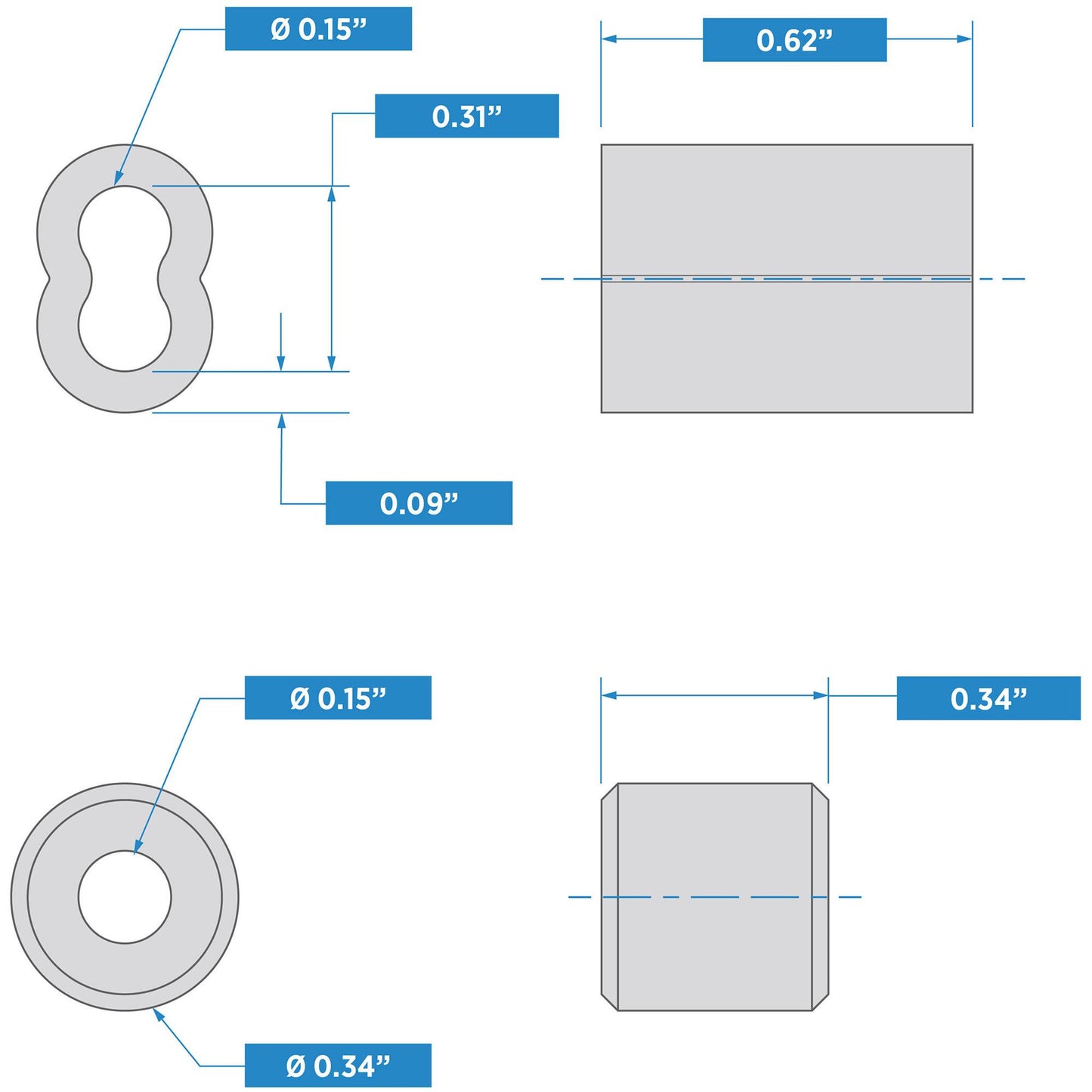V3231 1/8" Ferrule & Stop - Aluminum