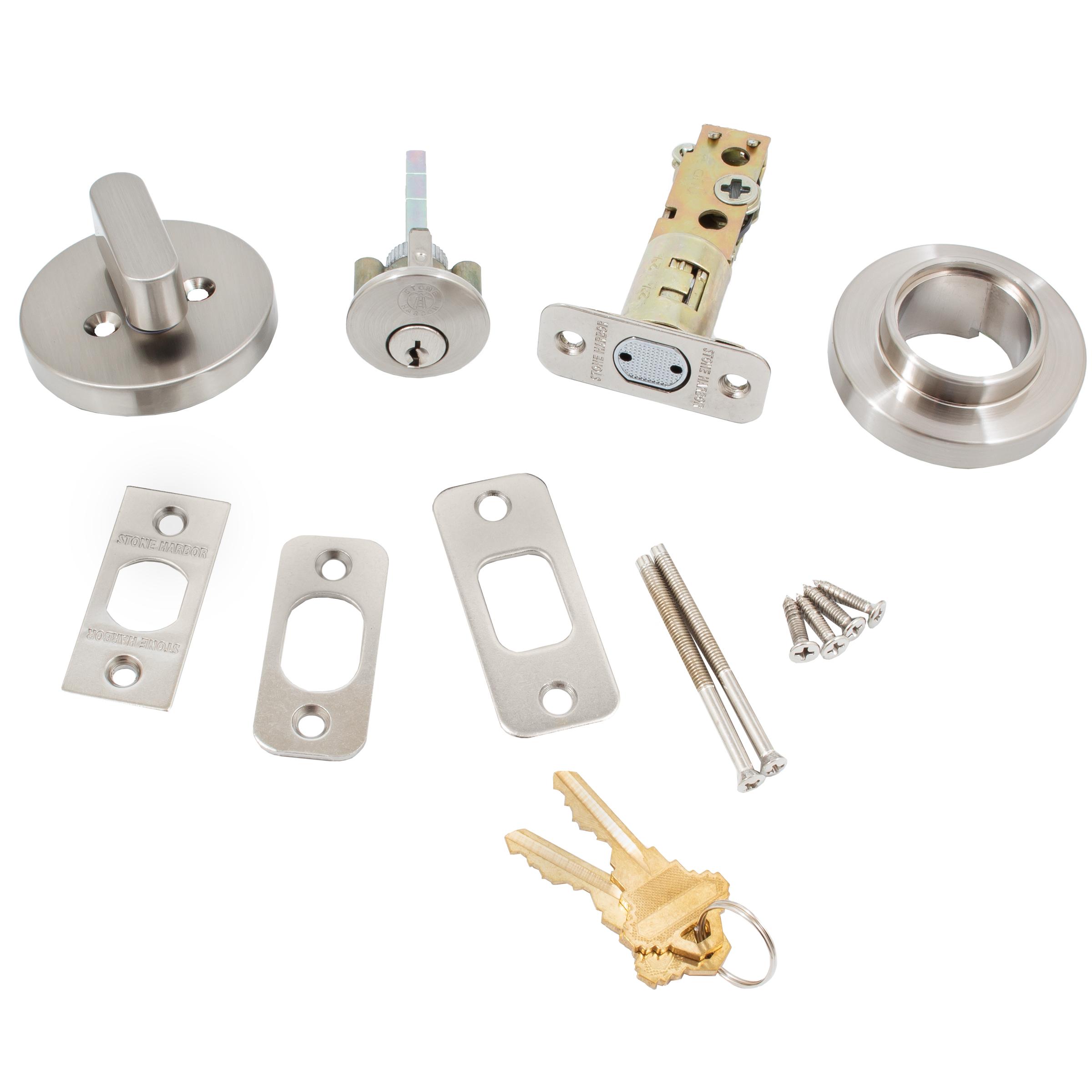 Stone Harbor Hardware Grade 3 Contemporary Round Deadbolt, SC Keyway, Satin Nickel