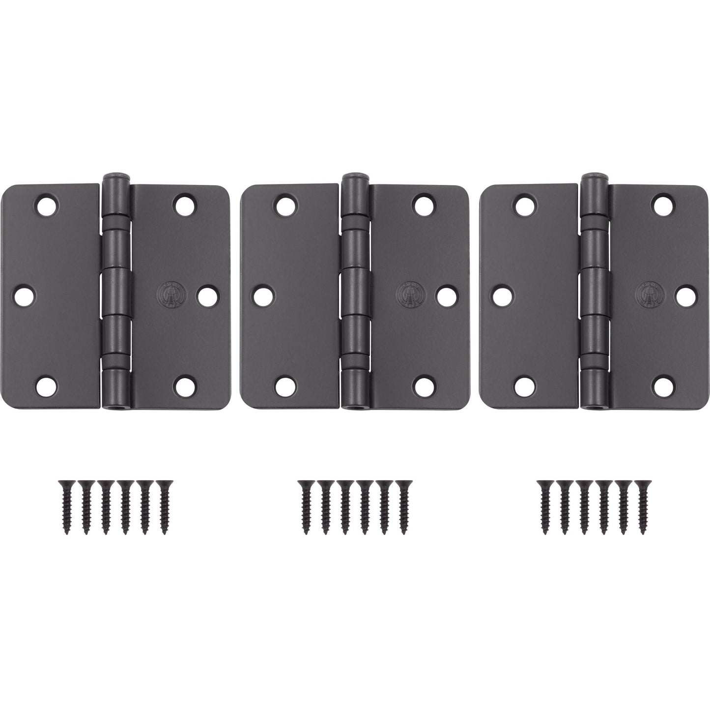 Stone Harbor Hardware 3-1/2" Ball-Bearing Door Hinges, 1/4" Radius Corner, Oil-Rubbed Bronze, 3-Pack