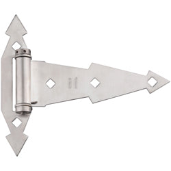 V446 7" Ornamental Spring Strap Surface Mount Gate Hinge - Stainless Steel