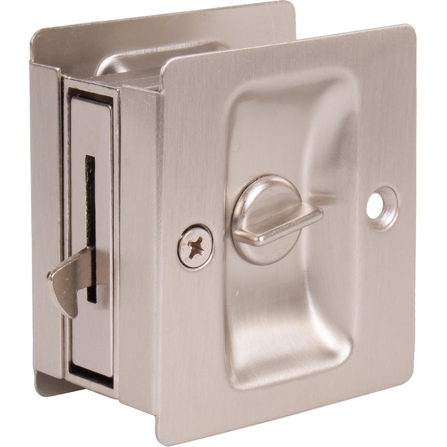 Stone Harbor Hardware Premium Square Pocket Door Lock, Privacy Function, Satin Nickel
