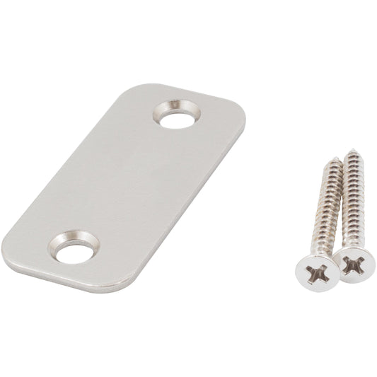 Stone Harbor Hardware Round Corner Blank Strike Plate, 1" x 2-1/4", Satin Nickel