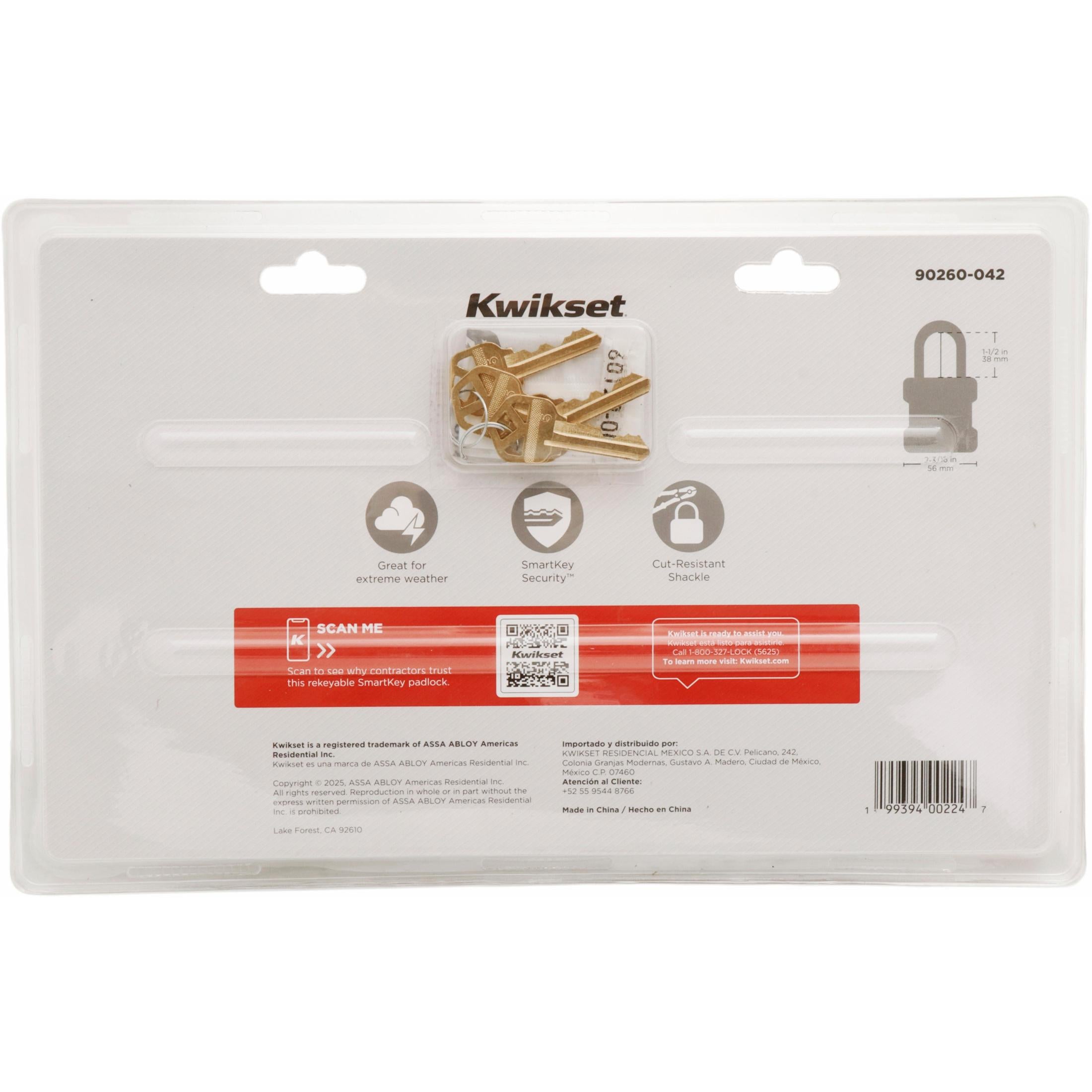 Kwikset 2" Padlock SMT KA with 1-1/2" Shackle, 4-Pack