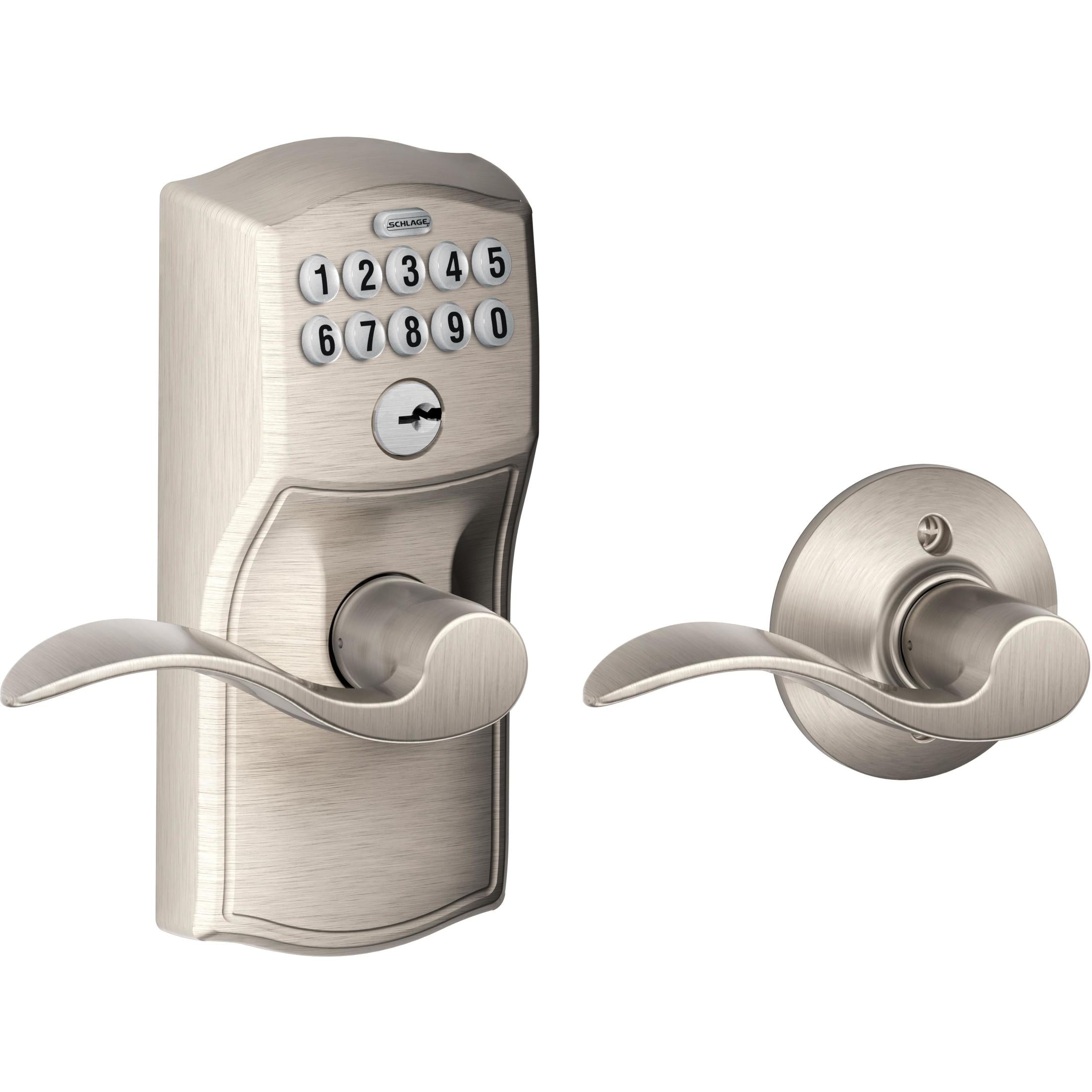 FE575CAM619ACC 16-086 10-027 Accent / Camelot Keypad Lever with Auto-Lock - Satin Nickel