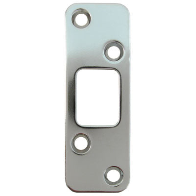 Stone Harbor Hardware Round Corner Deadbolt Strike Plate, 1-1/4" x 3-5/8", 2-1/2" Center-to-Center, Polished Chrome