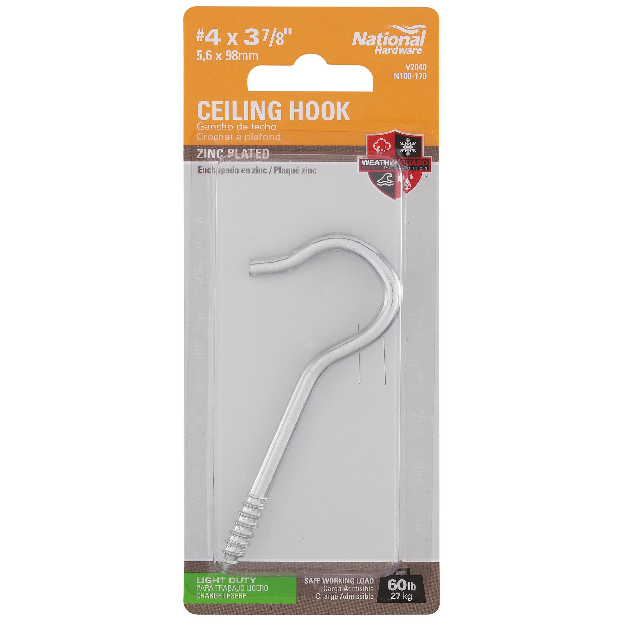 V2040 #4, 3-7/8" Ceiling Hook - Zinc Plated