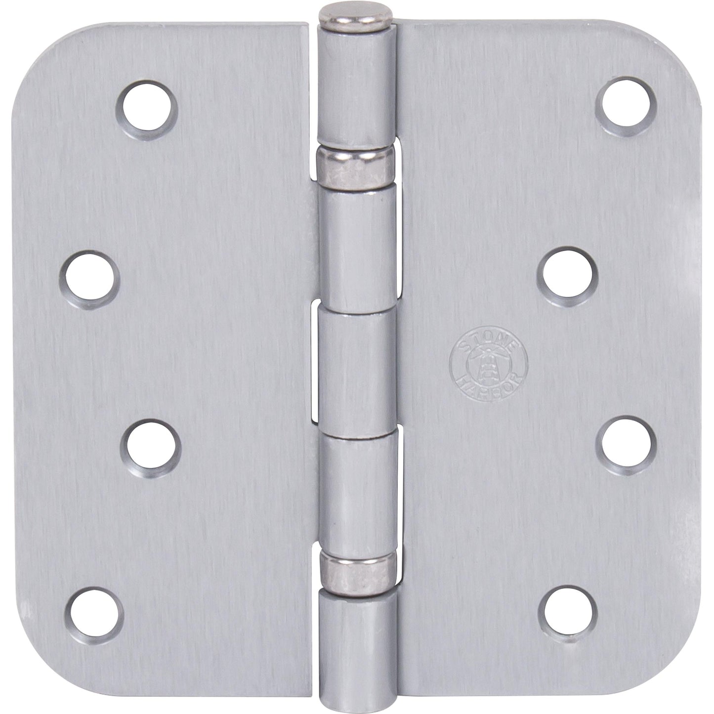 Stone Harbor Hardware 4" Ball-Bearing Door Hinges, 5/8" Radius Corner, Satin Chrome, 3-Pack