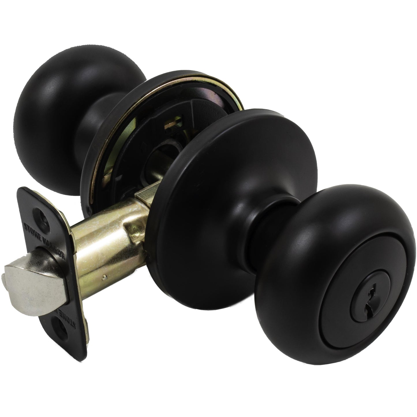 Stone Harbor Hardware Highland Door Knob, Entry Latch, SC Keyway, Matte Black