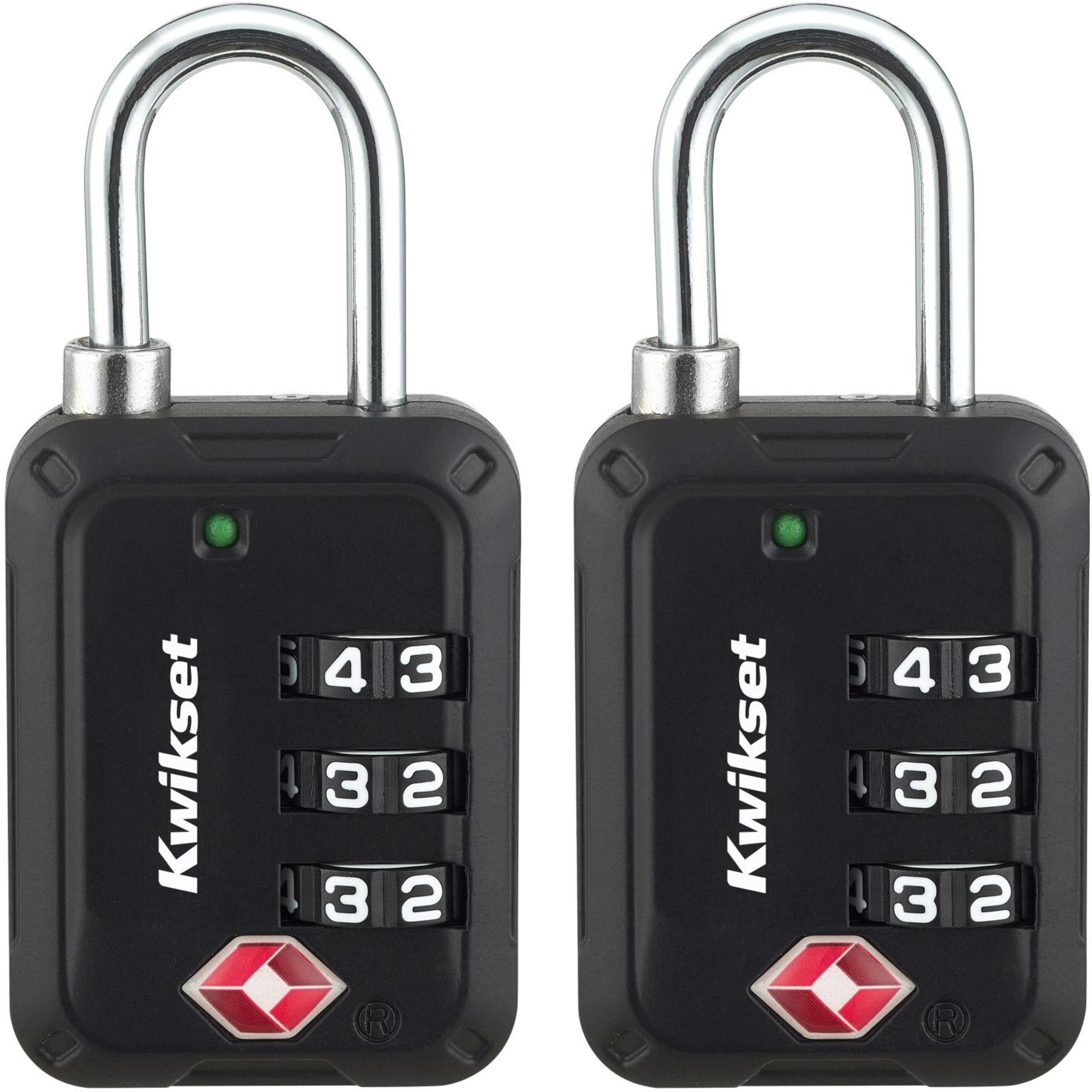 Kwikset 1-3/16" TSA Combination Padlock, 2-Pack, Black