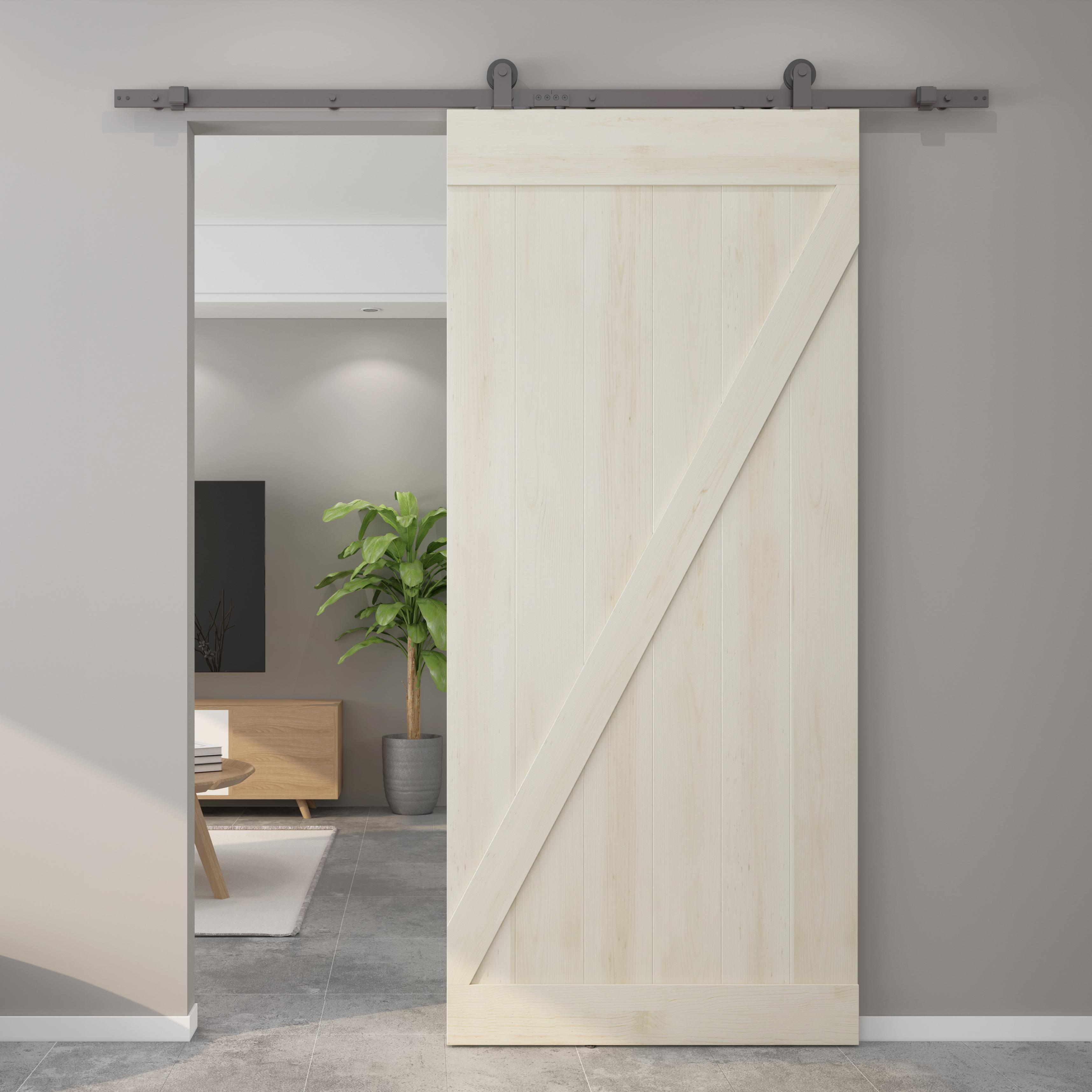 Stone Harbor Hardware Top Mount Strap Style Sliding Door Hardware Set with Flat Track, Fits Doors up to 36 Inches, Matte Black