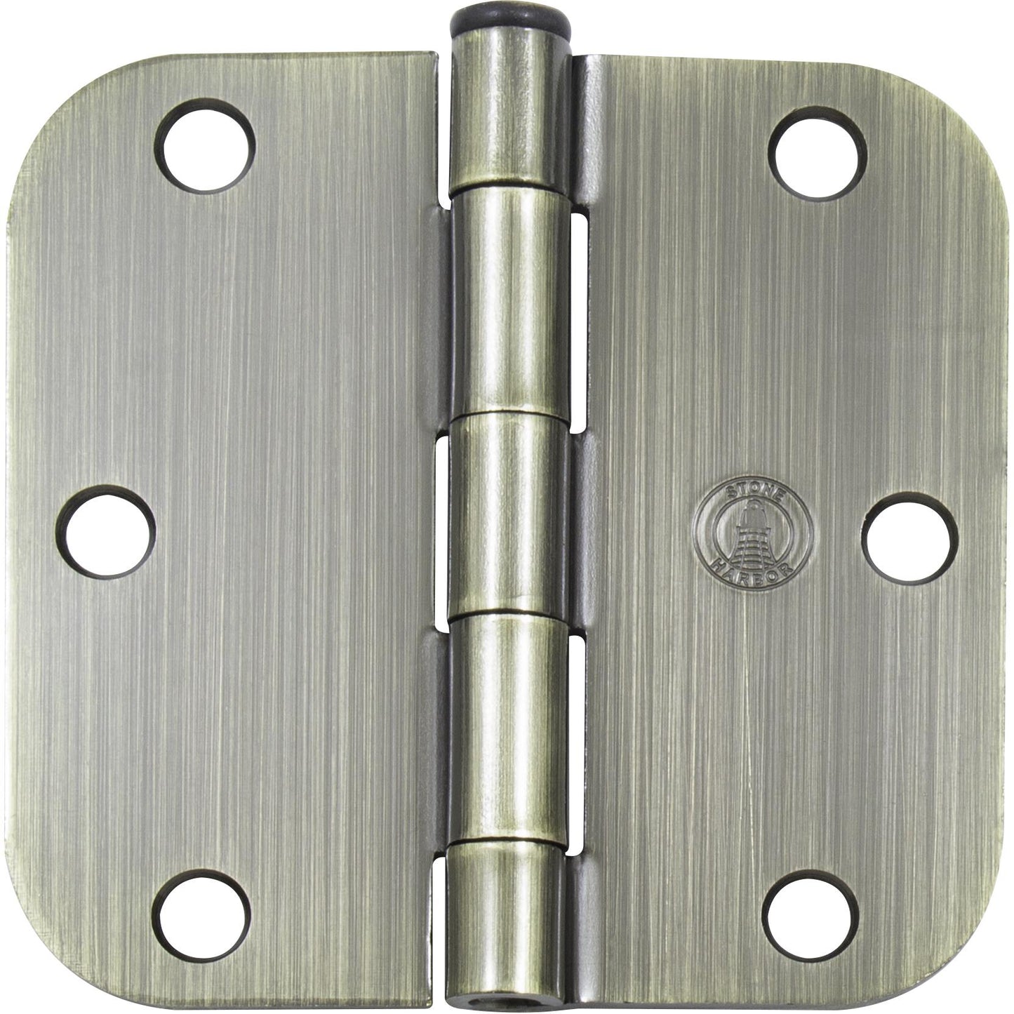 Stone Harbor Hardware 3-1/2" Door Hinges, 5/8" Radius Corner, Antique Brass, 3-Pack