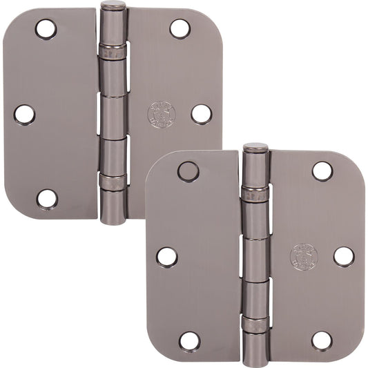 Stone Harbor Hardware 3-1/2" Ball-Bearing Door Hinges, 5/8" Radius Corner, Antique Nickel, 2-Pack