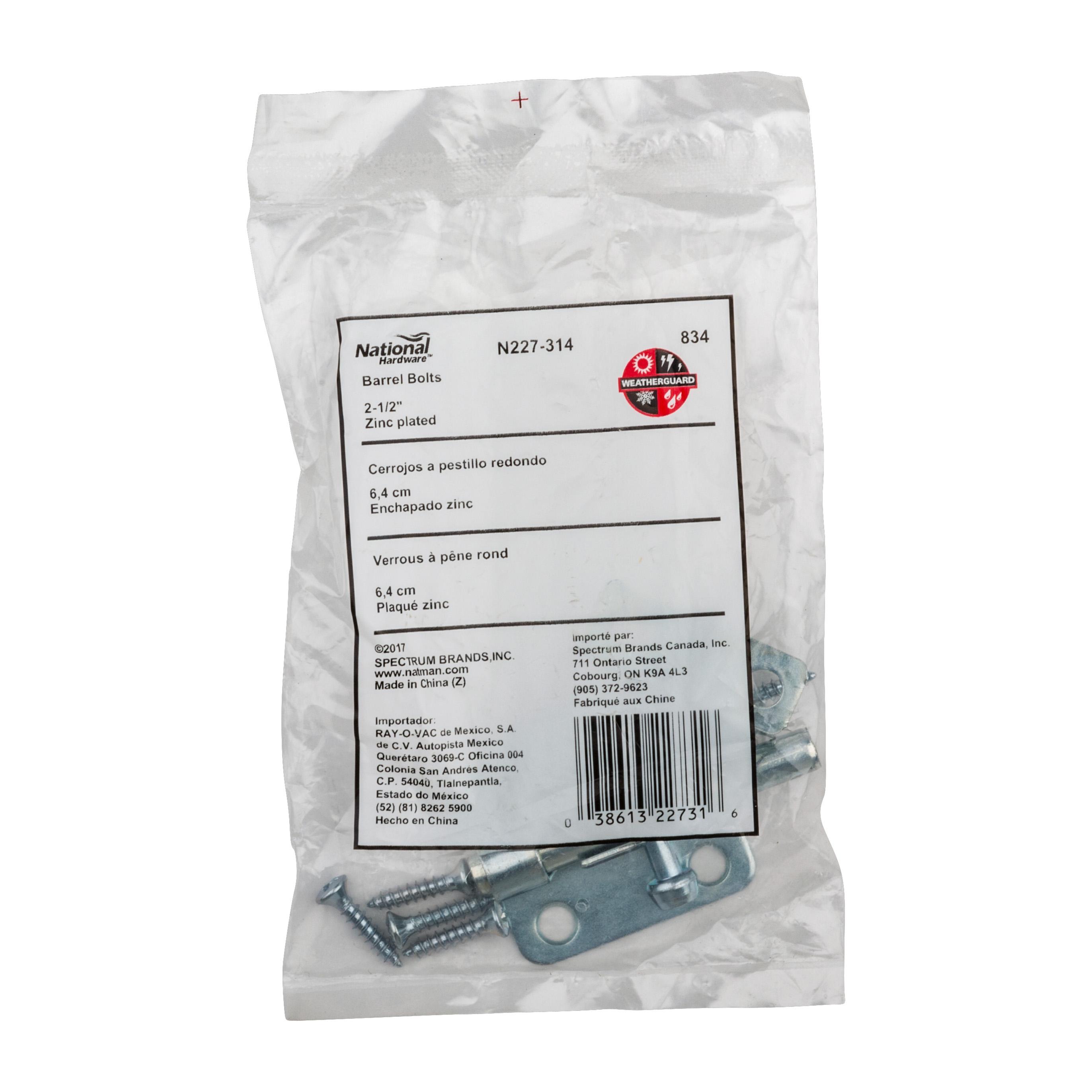 MPB834 2-1/2" Barrel Bolt - Zinc Plated