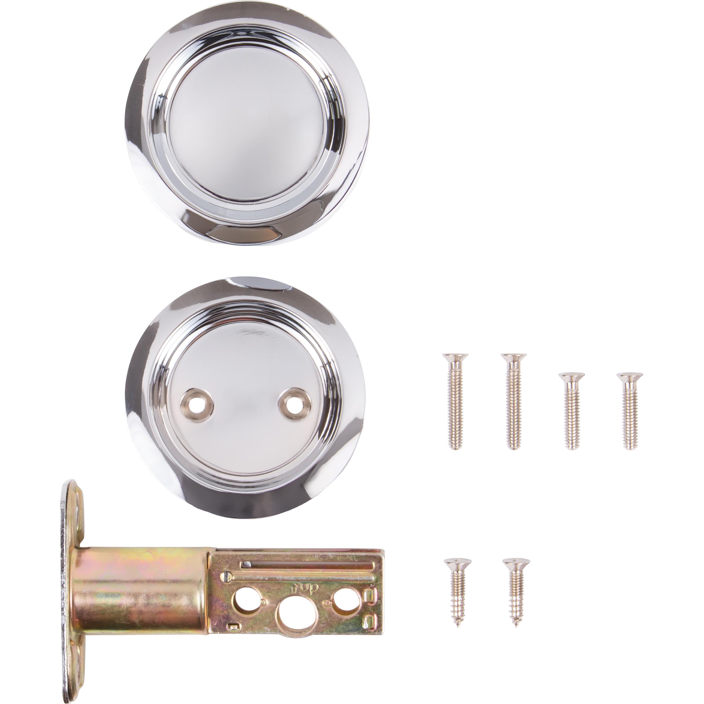 Stone Harbor Hardware Round Pocket Door Lock, Passage Function, 2-3/8" Backset, Polished Chrome