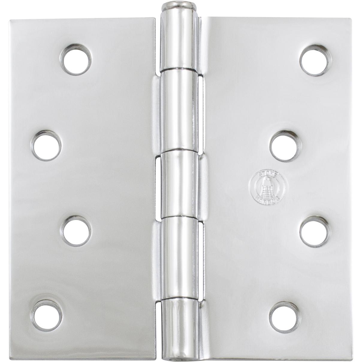 Stone Harbor Hardware 4" Door Hinges, Square Corner, Polished Chrome, 2-Pack