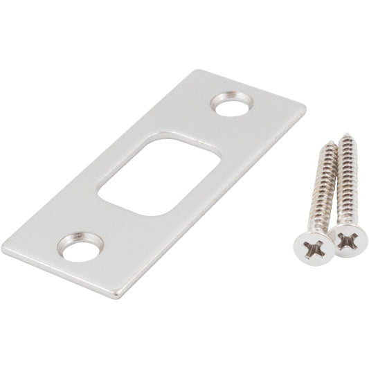 Stone Harbor Hardware Square Corner Deadbolt Strike Plate, 1-1/8" x 2-3/4", 2-1/8" Center-to-Center, Satin Nickel