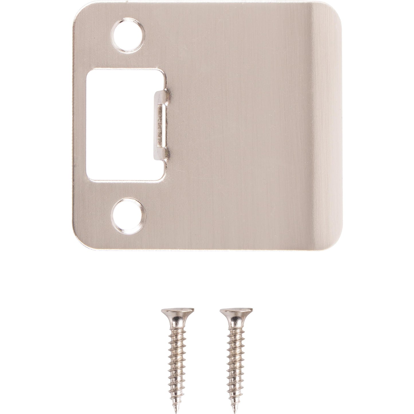 Stone Harbor Hardware Round Corner Extended Lip Strike Plate, 2-1/4" x 2", (2-1/2" Overall Length), Satin Nickel