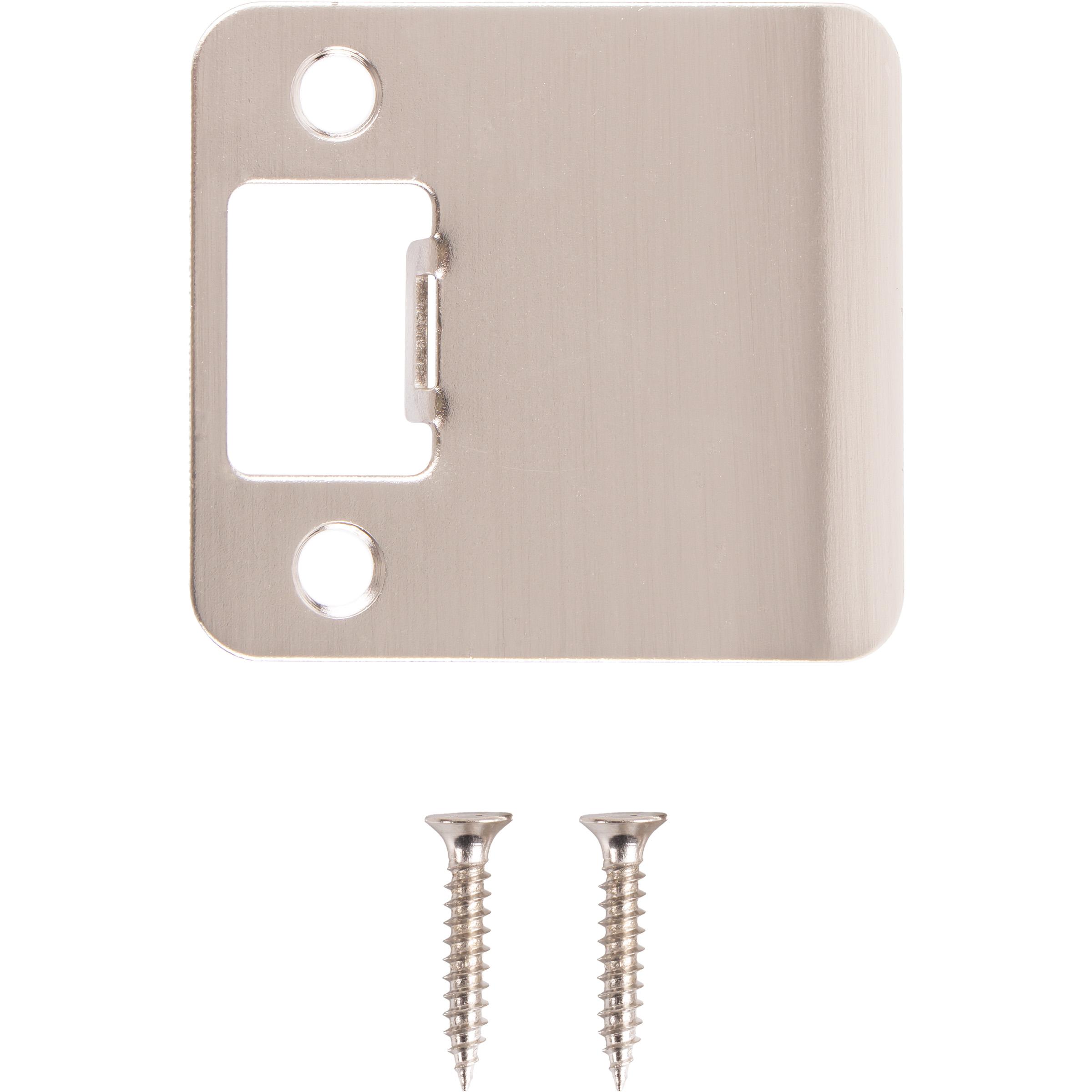 Stone Harbor Hardware Round Corner Extended Lip Strike Plate, 2-1/4" x 2", (2-1/2" Overall Length), Satin Nickel