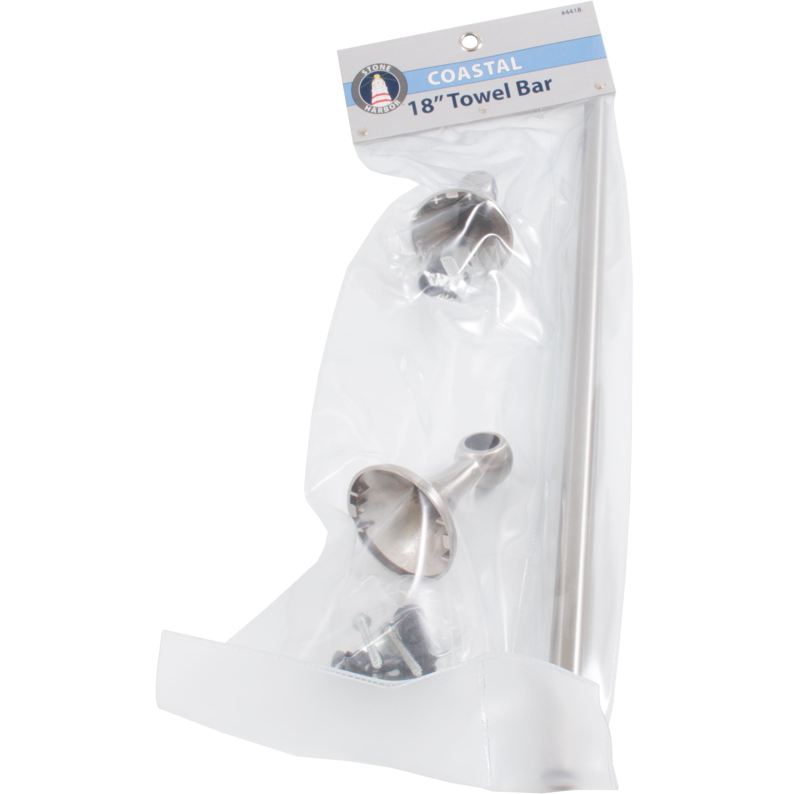 Stone Harbor Hardware Coastal Towel Bar, 18 Inches, Satin Nickel