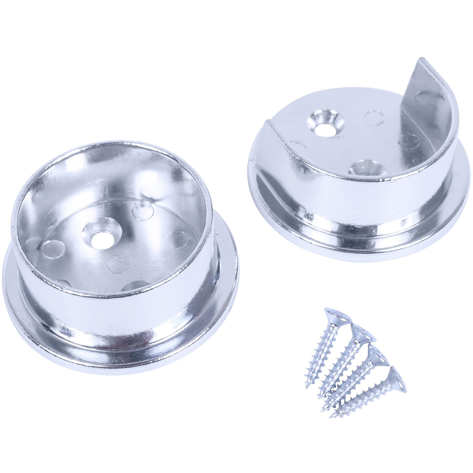 Stone Harbor Hardware Heavy-Duty Pole Sockets, 2 Holes, Polished Chrome