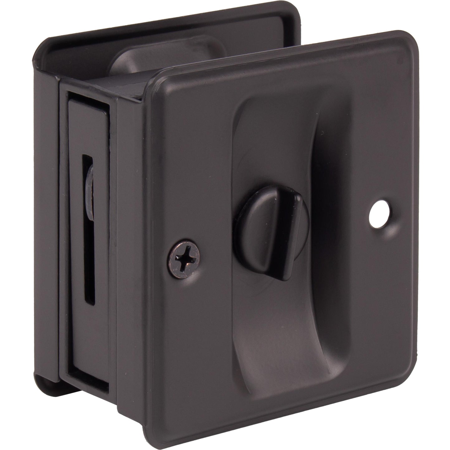 Stone Harbor Hardware Square Pocket Door Lock, Privacy Function, Matte Black
