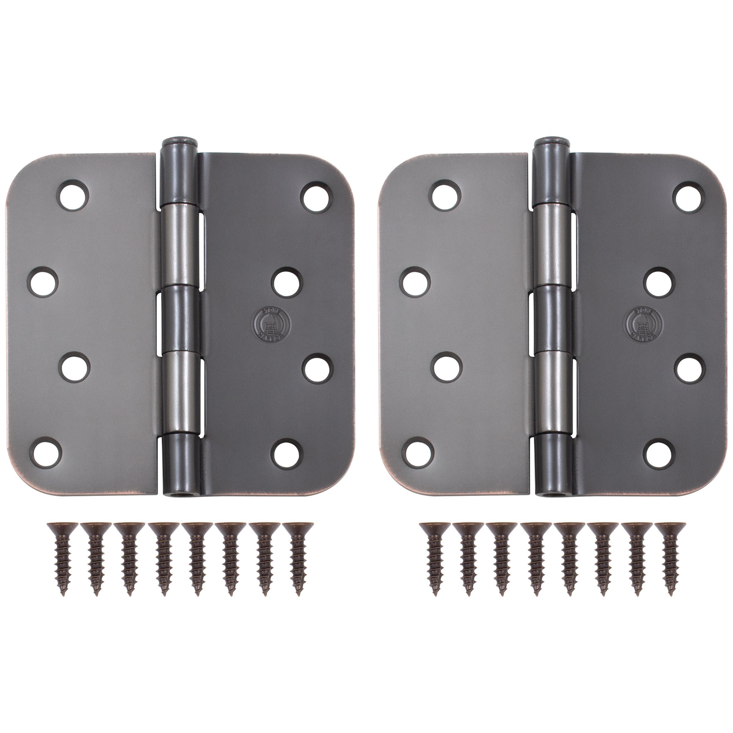 Stone Harbor Hardware 4" Door Hinges, 5/8" Radius Corner, Vintage Bronze, 2-Pack