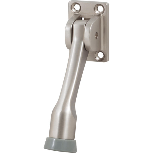 Stone Harbor Hardware Heavy-Duty Kick-Down Holder with 4 Screws, 4 Inches, Satin Nickel