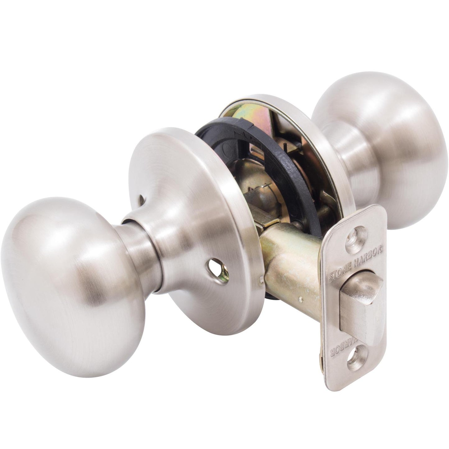 Stone Harbor Hardware Highland Door Knob, Passage (Hall/Closet) Latch, Satin Nickel