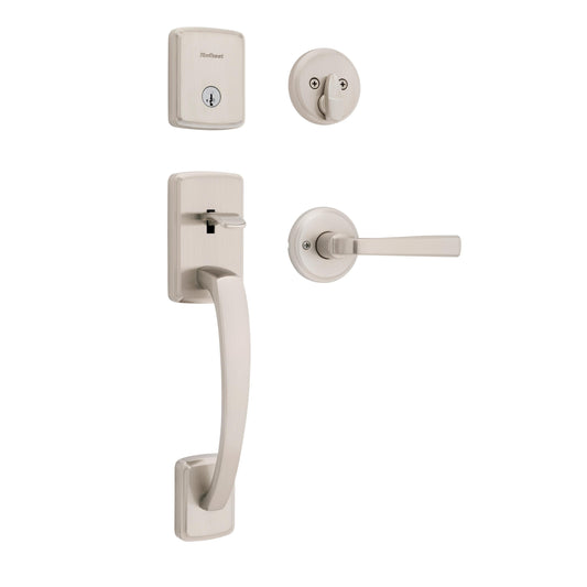 818BFHXTDL 15 SMT CP Brentford Handleset with Trafford - Satin Nickel
