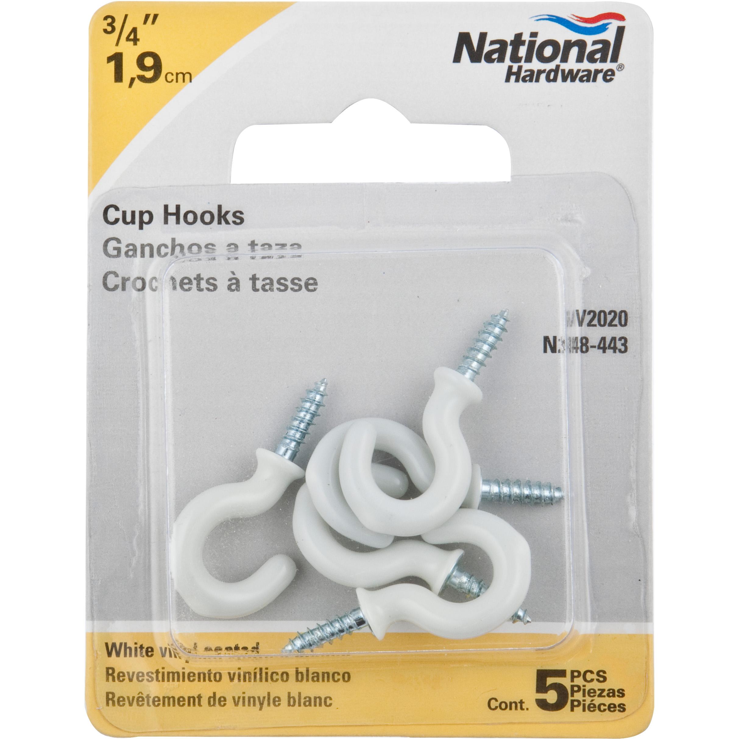 V2020 3/4" Cup Hook 5/pk - White