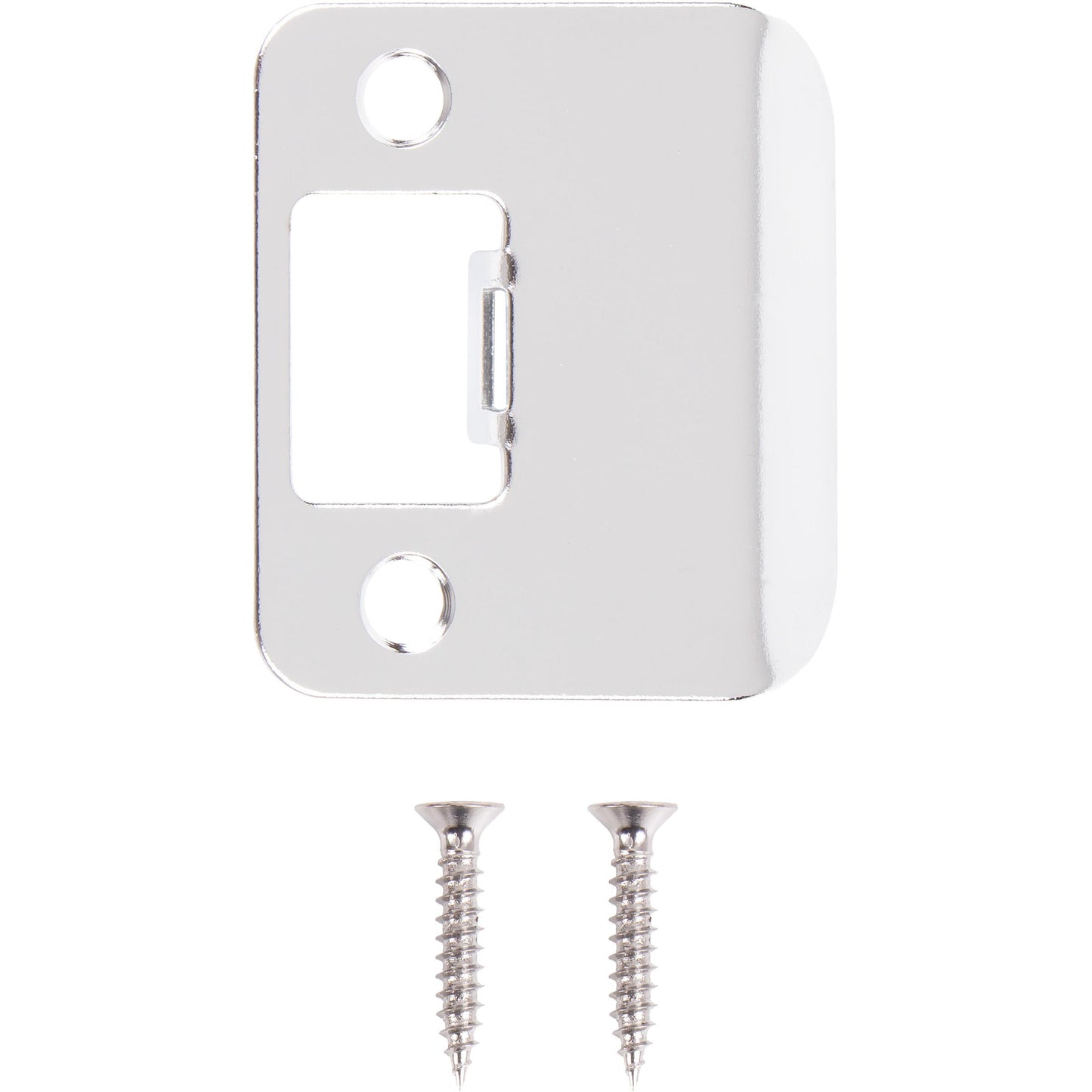 Stone Harbor Hardware Round Corner Extended Lip Strike Plate, 2-1/4" x 1-1/2", (2" Overall Length), Polished Chrome