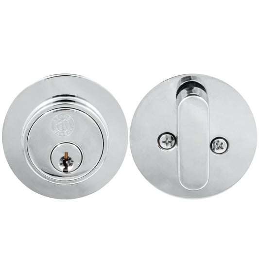 Stone Harbor Hardware Grade 3 Contemporary Round Deadbolt, SC Keyway, Polished Chrome