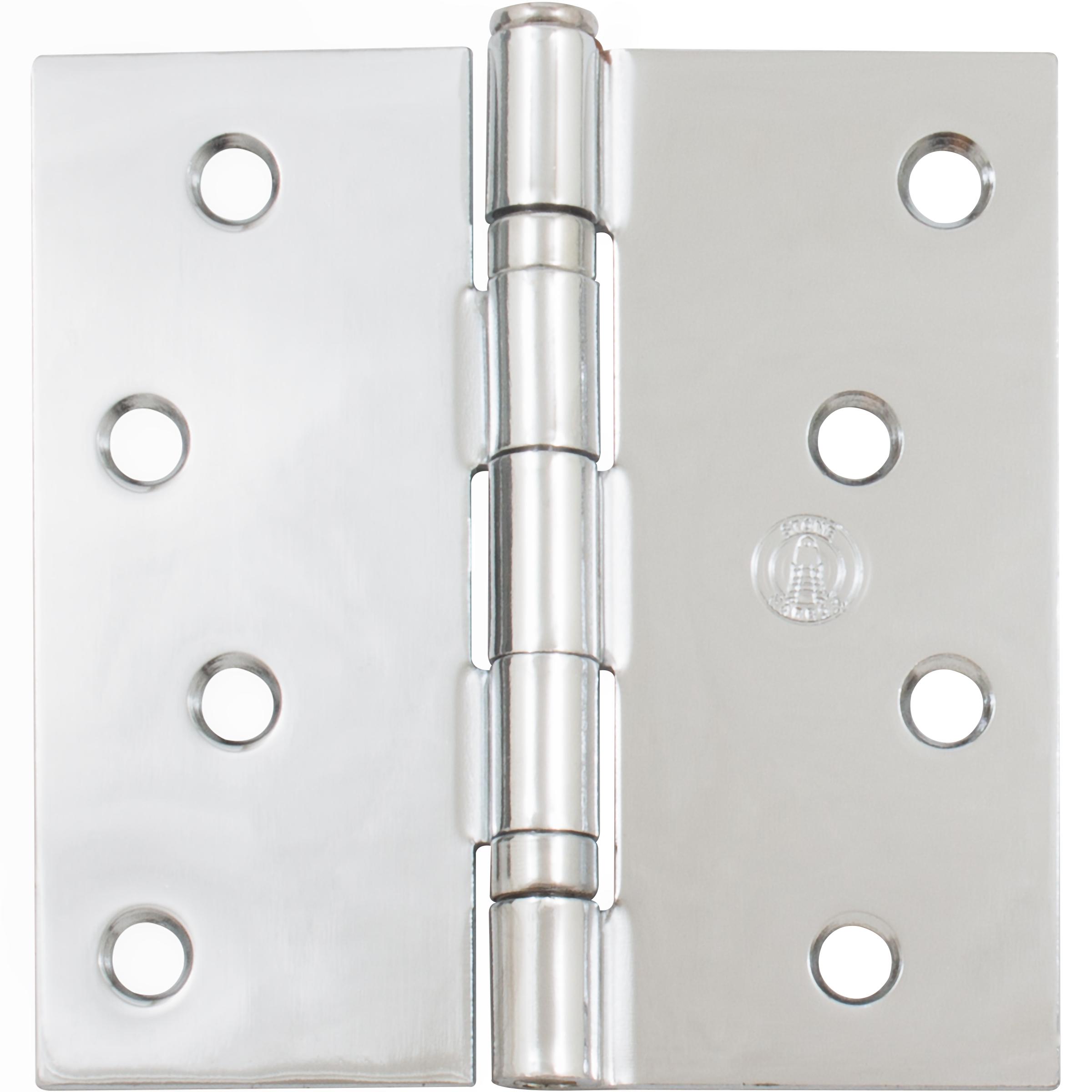 Stone Harbor Hardware 4" Ball-Bearing Door Hinges, Square Corner, Polished Chrome, 2-Pack