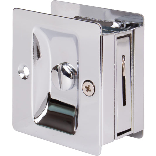 Stone Harbor Hardware Premium Square Pocket Door Lock, Privacy Function, Polished Chrome